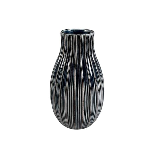 9" Navy Ribbed Ceramic Vase by Ashland®